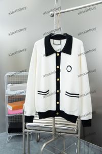 xinxinbuy Maglietta da uomo firmata 23ss Paris Lettera ricamo Cardigan manica lunga in cotone da donna Nero kaki XS-2XL