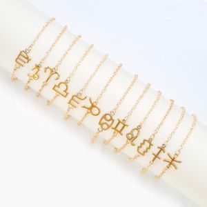 Bracciale costellazione di segni zodiacali di moda 12 Braccialetti a mano in acciaio inossidabile color oro argento per regali di compleanno di gioielli da donna