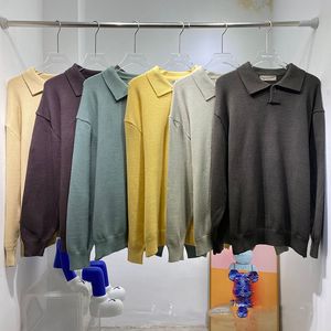 23 estilo europeu e americano newfog ess masculino feminino solto bordado camisola de malha pescoço quadrado