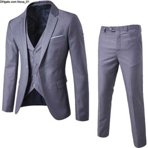 Suit Hot Man Business Formal Leisure Dress Slim Fit Waistcoat Three-piece Groom Best Men's Suits Blazers