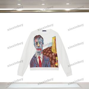 xinxinbuy erkekler tasarımcı kapüşonlu sweatshirt 23ss portre desen baskı uzun kollu kadınlar siyah yeşil kahverengi gri beyaz xs-xs