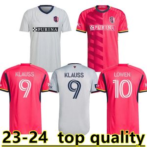 23 24 24 Koszulki z piłki nożnej Ouis City Nowe Mlses Home Away St Louis'red 'Sc White Nilsson 4 Klauss 9 Nelson GioacCini Vassilev Bell Pidro Football Shirt Men Fan Man 88