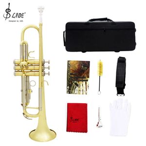 SLADE B-flat Bb Trompete Instrumentos Musicais de Bronze Ouro Prata Dupla Cor Banda Militar para Iniciantes Tocando Instrumento de Bronze Moda