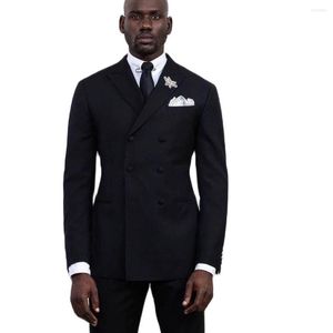Men's Suits Double Breasted Blazer Suit Men Wedding Jacket Black Coat Pant Latest Design Custom Business Casual Tuxedo 2 Piece(Jacket Pants)