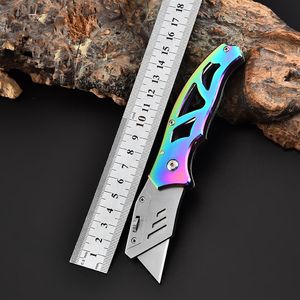 Klappbares Allzweckmesser aus Edelstahl, kleiner Cutter, Taschenklingen, Messer, Regenbogen