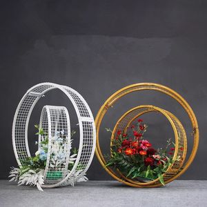 White Gold Wedding Table Centerpieces Decoration Metal Ring Circles S-shaped Wave Aisle Runner Cited Flower Rack For Party Stage DIY Supplies