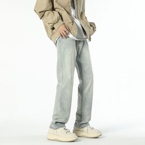 Mens Jeans Autumnwinter American High Street Stretch Crepe Cat Beard Designer Straight and Versatile Long Pants 230915