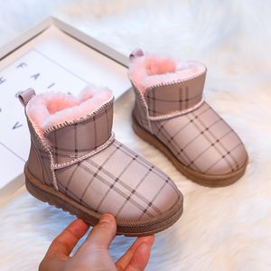 Boots Baby Girls Casual Snow Versatile Winter Korean Style Purple Simple Waterproof Kids Fashion Boys Round toe Ankle 230915