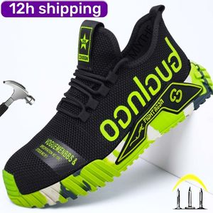 Sapatos de vestido Dian Sen Verão Homens Sapatos de Segurança de Trabalho Luz Respirável Sneaker Aço Toe Não Slip Botas de Trabalho Malha Sapatos de Construção 230915