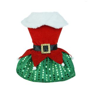 Abbigliamento per cani Abbigliamento invernale Abito natalizio per cani di piccola taglia Costume da albero classico Gonne con paillettes per animali domestici con colletto in pelliccia sintetica