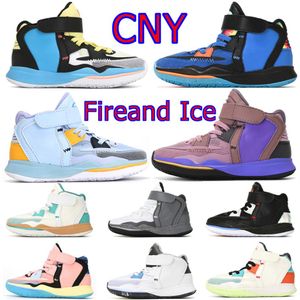 Crianças Kyrie 8 Infinity EP Basquete Sapatos Irving 8s Preto Branco Criado Treinadores Sapatilhas Infantis Criança Crianças Fireand Ice Athle297F