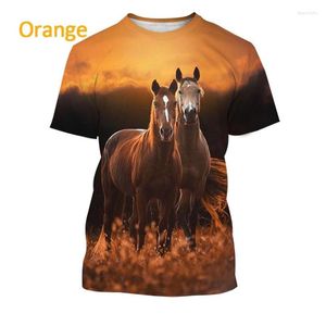 Herr t-skjortor 2023 Summer Animal Horse 3D Printing T-shirt personlighet unisex mode söt kortärmad skjorta plus storlek XS-5XL