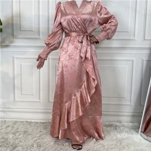 Ubranie etniczne Eid satyn Abaya Dubai Turcja muzułmańska moda hidżab sukienka Islam Ramadan Abayas sukienki dla kobiet kaftan szata arabe femme