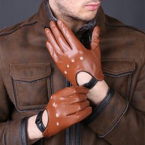 Genuine Leather Gloves Black Brown Winter Autumn Fashion Men Women Breathable Driving Sports Gloves Mittens For Male Female 201019304A