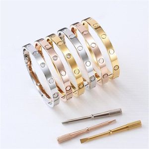 Fashion Men Bracelet Designer Jewlery Women Bangle Gold Silver Rose Titanium Steel Unisex Diamond Nail Screwdriver Screw Bangles W242w