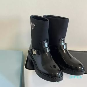 Mulher sapato botas de salto de couro feminino moda neve tornozelo botas plataforma