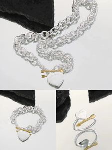 Ouro rosa jóias de prata colares de diamante correntes link jóias de luxo coração pingente colar personalizado feminino seta banhado 18k para mulheres casamento de alta qualidade