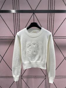 designer knit womens knits knit luxurious embossingarc de triomphe logo pullover relief logo slim round collar short knits designer long sleeve knit