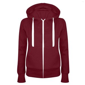 Women's Hoodies Zipper Sweatshirts Women Round Neck Fit Long Sleeve Streetwear Workout Coat Trendy Teen Girls Woman Clothing