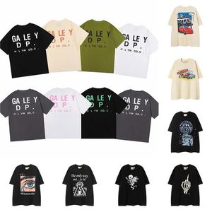 Tasarımcı Erkek Tişörtleri Yaz Galerileri Bölümleri Gömlek Vintage Yıkama Old Angel Gallerise İskelet Araba Graffiti Baskı Gündelik Gevşek Kısa Kollu T-Shirt Galerileri Dep