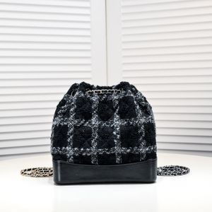 Luksusowy projektant plecaku CC Plecak Plecak Plecak Tweed Busket Bag Women Zielony łańcuch na ramię Mini CC Woolen Tabil