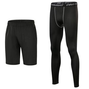 Быстросохнущие мужские компрессионные брюки, комплекты 3 цветов, спортивные шорты для бега и леггинсы, баскетбольные спортивные штаны, узкие бегуны209M