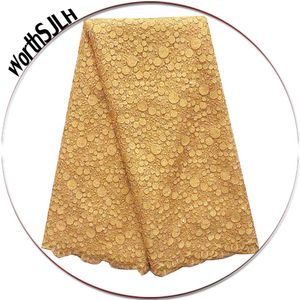 New Arrivals Beaded Guipure Lace Fabric Swiss Yellow Gold Weddings Tulle Net African Lace Fabric 2023 High Quality 5 Yard293q