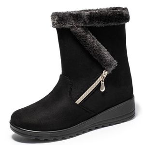 Botlar Kadın Kış Termal Orta Buzağı Kar Sıcak Sahte Kürk Çizgili Kayma Moda Kısa Ayakkabı 230915
