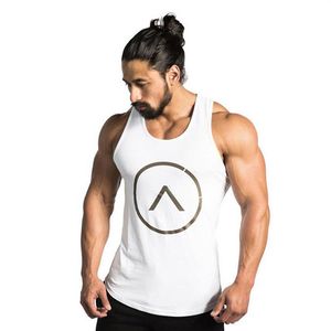 Gym Tank Topps Bodybuilding Men Elastic Cotton Vest O-hals Gym Tank TOP Män ärmlösa skjortor Muskel Män Fitness Tops299p