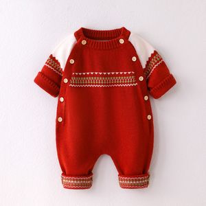 Rompers Sweaters for boys and girls Christmas treasure creepers knitwear fashion round necked long sleeved gifts 230915