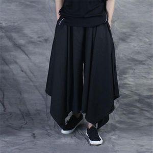 Herrenhose Vintage Männer Elastisch Lässig Baggy Hakama Hip-Hop Gypsy Baumwolle Leinen Breitbeinig Lose Kordelzug Hiphop338y