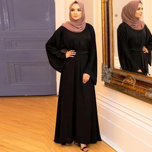 民族衣料中東ターキーソリッドカラーベルトイスラム教徒プラスサイズのローブレディースドレスイスラムラマダンフェスティバルアバヤサウジアラビア着物