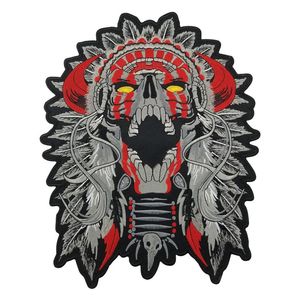 GRANDE CHIFRES CHEFE DEATH SKULL INDIANO MOTOCICLETA MOTOCICLISTA VOLTAR PATCH 11 MC RIDER Colete Patch238m