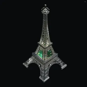 Estatuetas decorativas torre eiffel luz led ornamento delicado casa decorações coleção casa liga de zinco único modelo de metal criativo criança