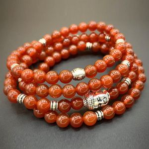 MG0836 6 mm A Grade Carnelian 108 Mala Yoga Jewelry Buddha Balance Spiritual Wrap Bracelet Gift for Her290H