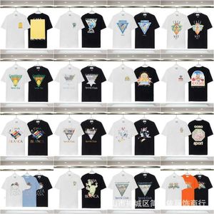 Designer Casablanca moda masculina Camiseta Pop trendy Casablanca casual T-shirt com estampa de desenhos animados Casablanca casal mangas curtas Camiseta masculina legal de alta qualidade