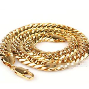 Высокое качество 24-каратного желтого золота, заполненное мужское ожерелье, однотонная кубинская цепочка с бордюром, ювелирные изделия 23, 6, 11 мм, последовательные годы s champi273L