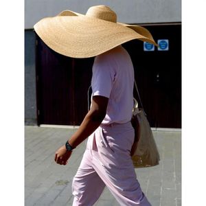 Grand chapeau de soleil à la mode, Protection Anti-UV, casquette de paille pliable, visière énorme D90624 à Large bord, Hats322t