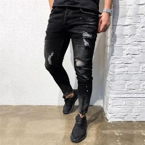 Jeans skinny da uomo Pantaloni denim stretch alla moda Jeans strappati strappati strappati slim fit slim fit uomo Vita elastica hom2767