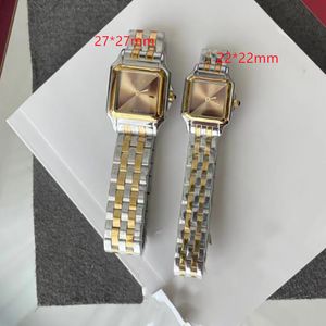 Relógio feminino de quartzo designer dourado 22 * 22/27 * 27MM 007 Todo em aço inoxidável pode comprar vidro de safira à prova d'água luminoso relógio de luxo relógio de moda