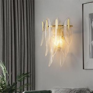 Lampa ścienna American Luxury liść szklana szklana miedź do sypialni sypialnia nocna salon telewizja