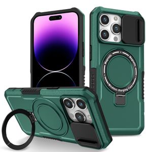 İPhone 15 Pro MAX 14 13 12 11 Slayt Kamera Koruma Kapağı için Şok geçirmez Hibrit Manyetik Magsafe Kickstand Case