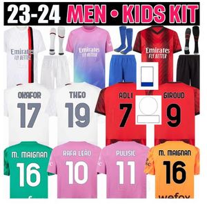 22 23 IBRAHIMOVIC koche Fußballtrikots Sonderausgabe 4. 2024 2023 GIROUD TONALI THEO R.LEAO ROMAGNOLI BRAHIM GOALKEEPER Männer Kinder Kits Erwachsener kompletter Satz Socken