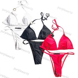 Mulheres Swimwear Biquíni Três Cores Sexy Thong Carta Maiô Luxo Beach Wear Designers Roupa Interior Duas Peças Sets176M