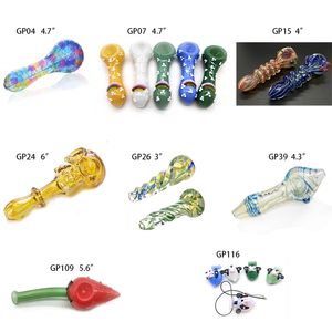 4.7" Glass Hand Pipes Spoon Glycerine-infused Screw Double Bowl Rainbow with Floral Agung Coloured Strawberry Panda Pipes for smoking shop Art Fashion