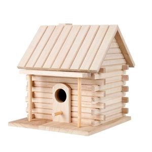 Klatki ptaków klatki akcesoria dla ptaków na zewnątrz drewniane pudełko gniazdowe wiszące gniazda domowe dekoracje ogrodowe 312Y