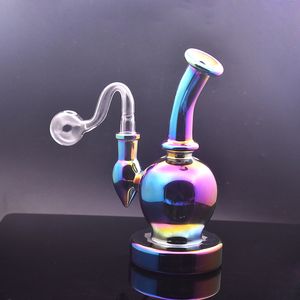 1 Stück Rainbow Oil Rig Shisha Mini Dab Glasbong Duschkopf Perc 14 mm Femlae Rauchglas-Wasserpfeife mit 14 mm männlichem Tabak und männlichem Ölbrennerrohr