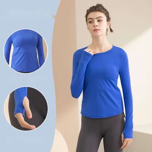 Lu Gym Sports Long Sleeve Yoga Suit Women's Fitness Suit Quick Dry Nude Cufflinks Tight Top T-shirt