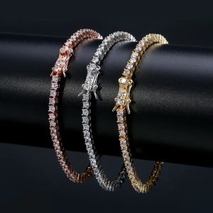 Pulseira de tênis zircão-micro 3mm correntes de ligação pulseiras de diamantes masculinos para homens e mulheres joias geladas