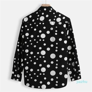 Luxo Polka Dot Mens Designer Camisa Outono Manga Longa Casual Mens Vestido Camisas Estilo Homme Clothing308U